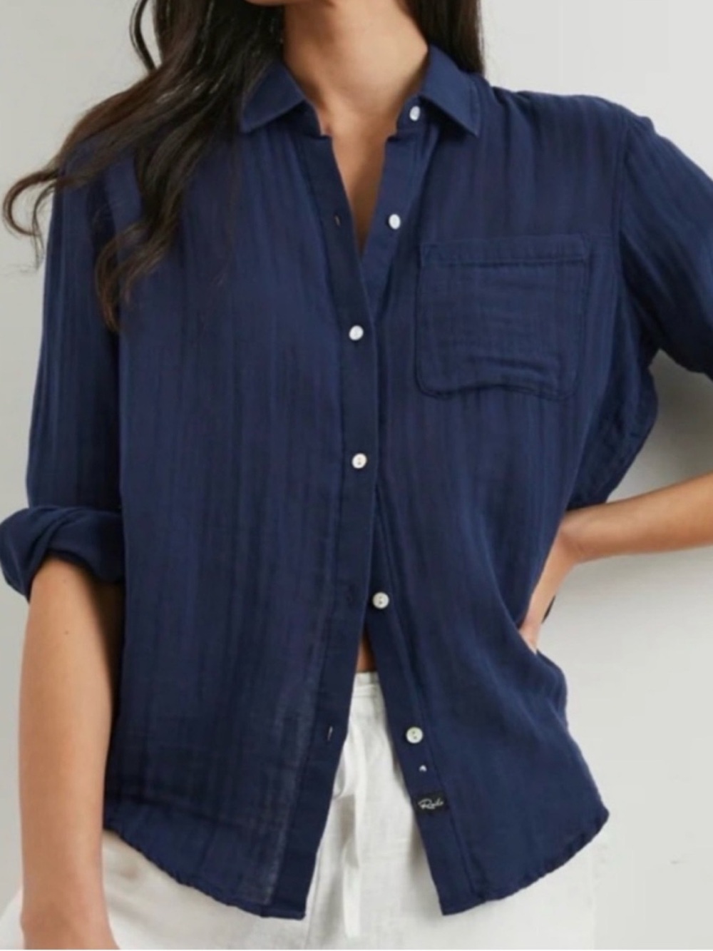 Rails Navy Button-Down 100% Cotton Shirt